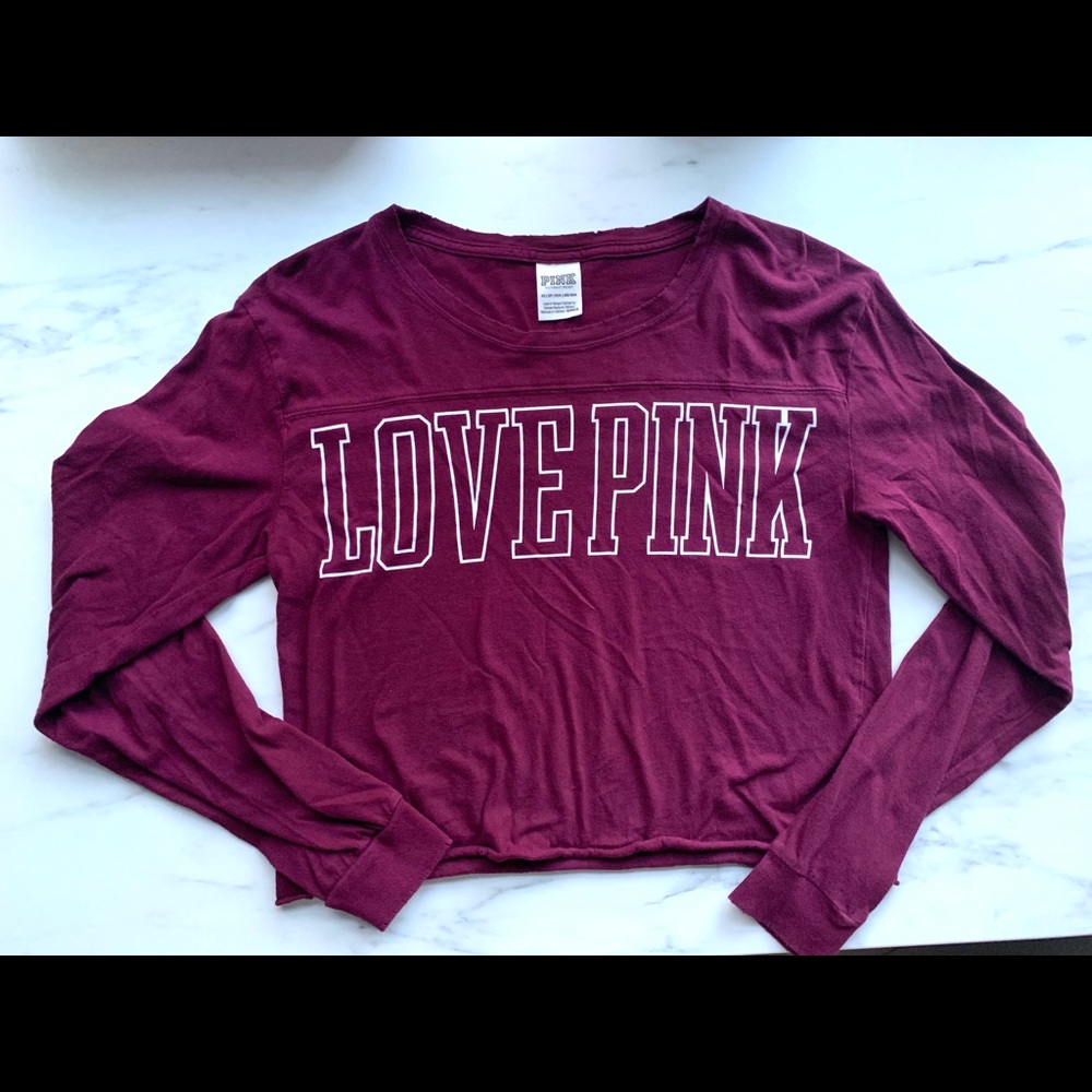PINK Long Sleeve Maroon Shirt